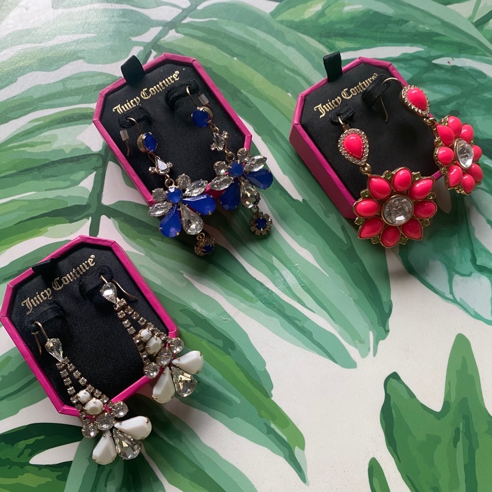3 NIB Juicy Couture Chandelier Drop Earrings